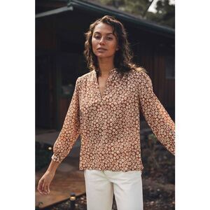 Trovata Bailey Long Sleeve Boho Blouse, Sepia Floral M $258